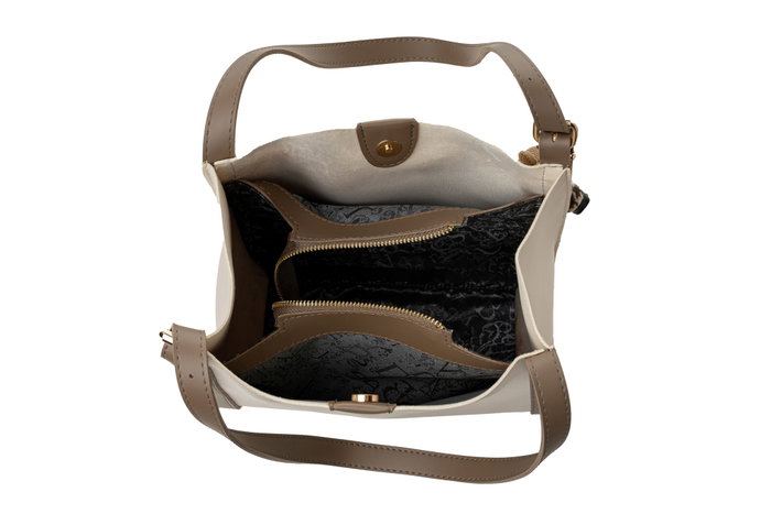 Lucky Bees Bolso Tote Crema y Visón Oscuro